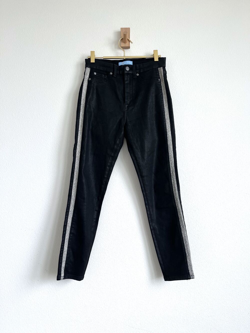 7 For All Mankind b(air) High Waist Skinny Coated Jeans Snakeskin Stripe